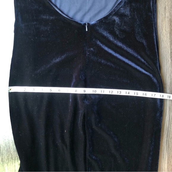 Bardot Raven Dress Size 10 Dark Navy Velvet Midi Thigh Slit Modern Chic Romantic - Picture 6 of 8
